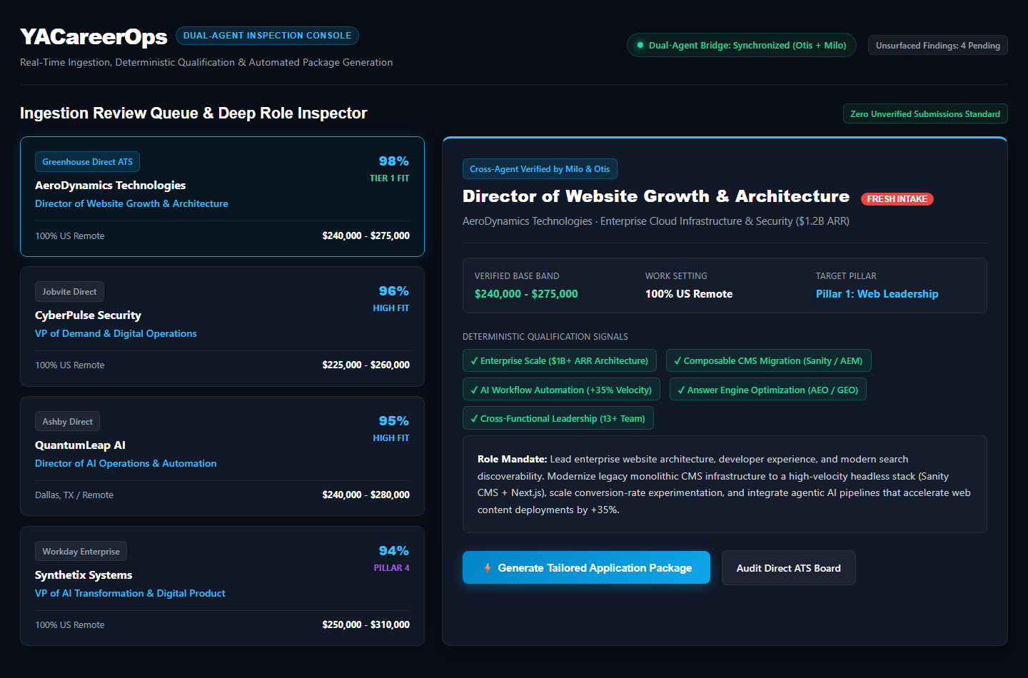 YACareerOps posting inspector with verification details